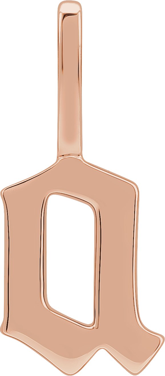 14K Gold Initial A Gothic Pendant
