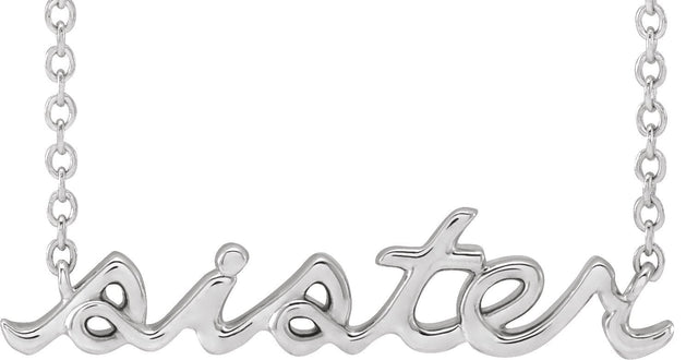 14K Gold Sister Necklace - White Gold
