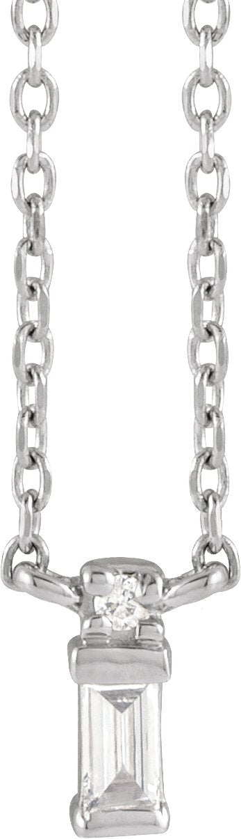 Platinum Straight Baguette Natural Diamond Baguette Bar Necklace – up to 0.05 CTW