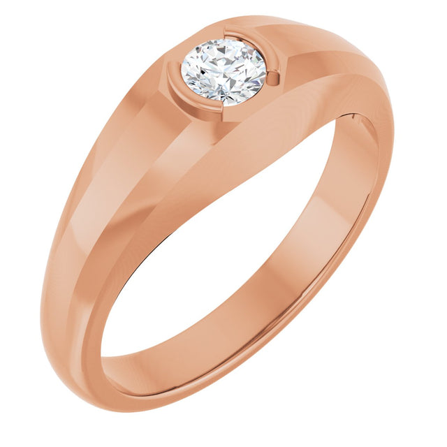 14K Gold Natural Diamond Beveled-Edge Bezel-Set Band – 1/4–3/8 CTW - Rose Gold