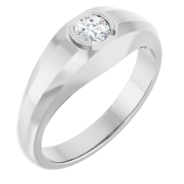 14K Gold Natural Diamond Beveled-Edge Bezel-Set Band – 1/4–3/8 CTW - White Gold