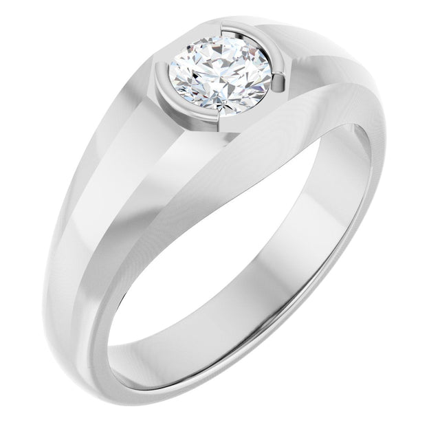 14K Gold Lab-Grown Diamond Beveled-Edge Bezel-Set Band - White Gold