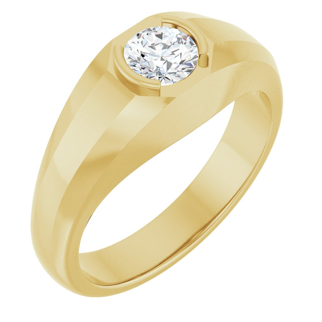 14K Gold Lab-Grown Diamond Beveled-Edge Bezel-Set Band - Yellow Gold