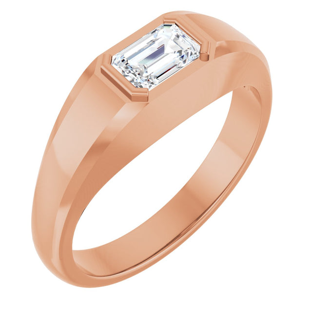 14K Gold Lab-Grown Diamond Beveled-Edge Bezel-Set Band - Rose Gold