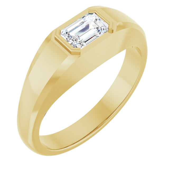 14K Gold Lab-Grown Diamond Beveled-Edge Bezel-Set Band - Yellow Gold