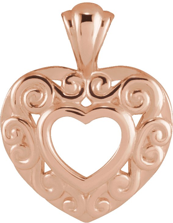 14K Gold Pierced Heart Necklace or Pendant - Rose Gold