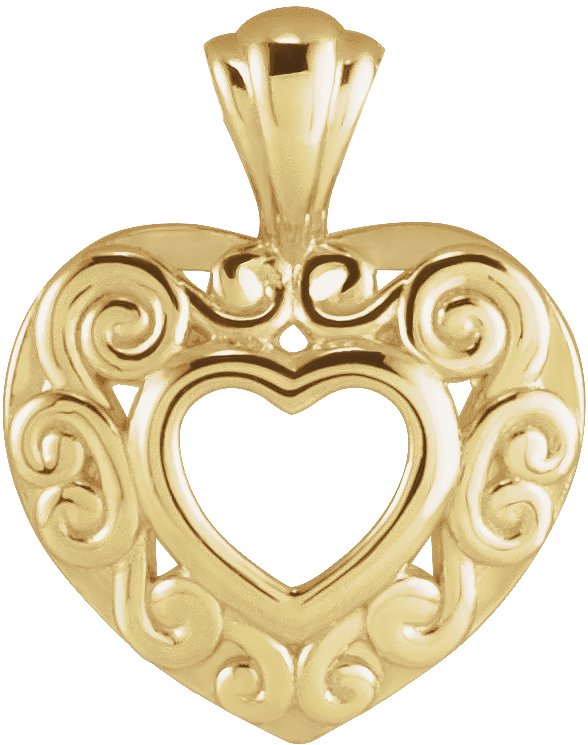 14K Gold Pierced Heart Necklace or Pendant - Yellow Gold