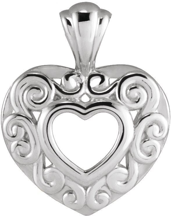 Platinum Pierced Heart Necklace or Pendant