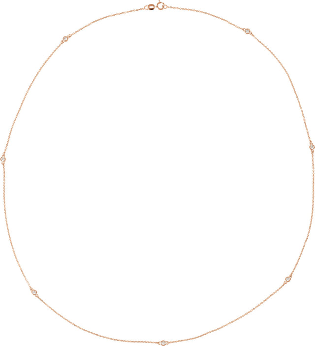 14K Gold Lab-Grown Diamond Bezel-Set Station Necklace - Rose Gold