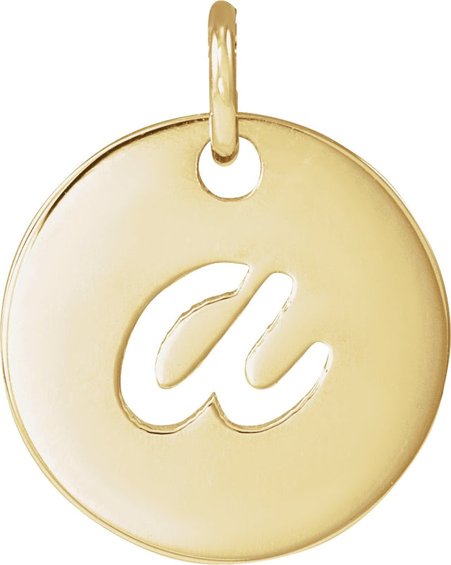 14K Gold Initial A Script Necklace or Pendant - Yellow Gold