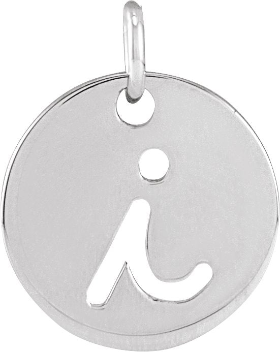 14K Gold Initial I Script Necklace or Pendant - White Gold
