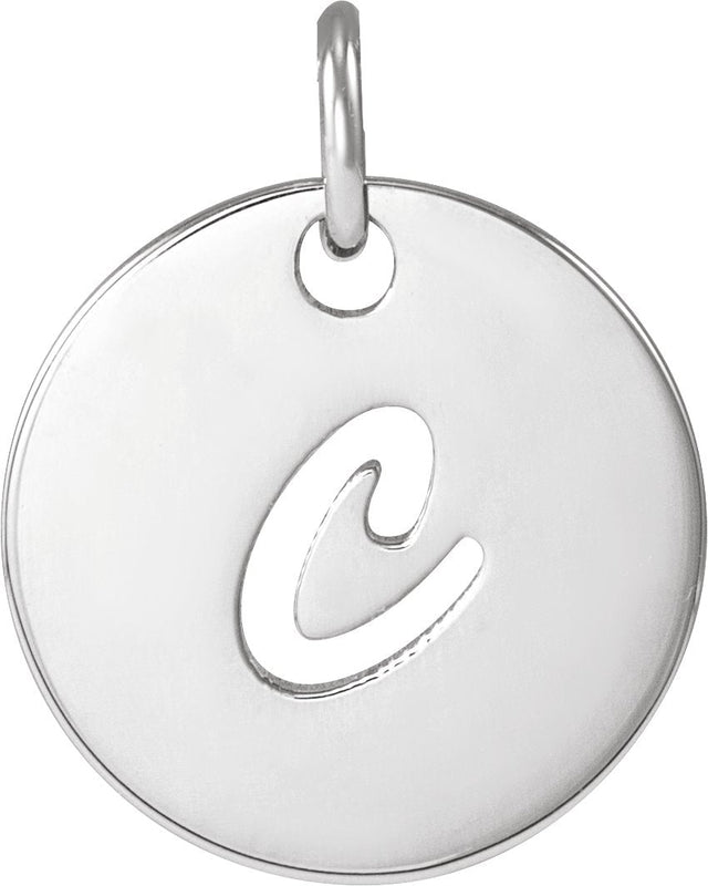 Platinum Initial C Script Necklace or Pendant