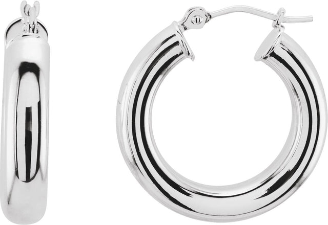 14K Gold Tube Hoop Earrings III - White Gold