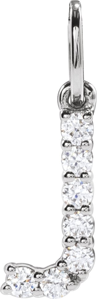 14K Gold Round Lab-Grown Diamond Accented Initial Necklace – up to 1/8 CTW - White Gold