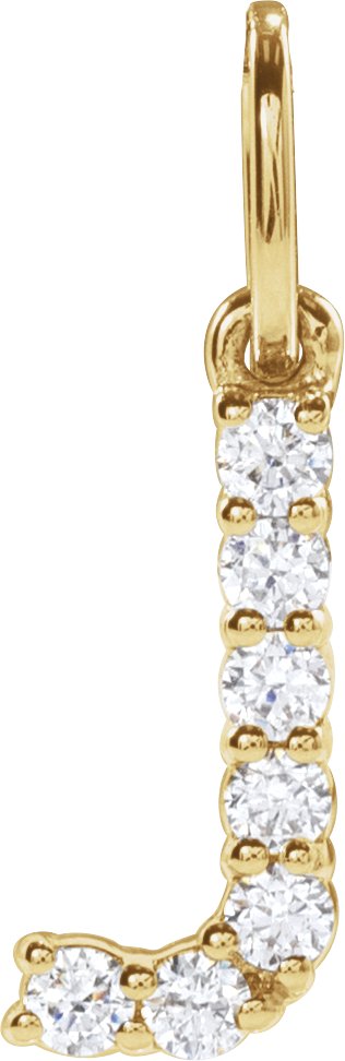 14K Gold Round Lab-Grown Diamond Accented Initial Necklace – up to 1/8 CTW - Yellow Gold