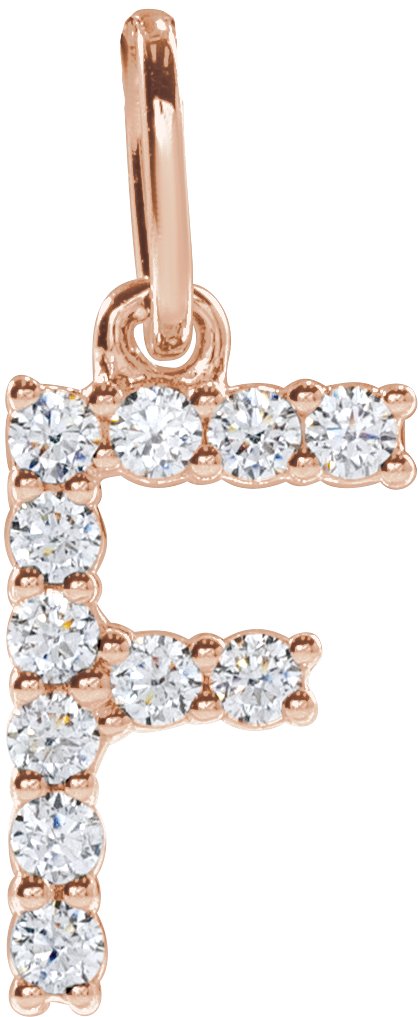 14K Gold Round Lab-Grown Diamond Accented Initial Necklace – up to 1/8 CTW - Rose Gold