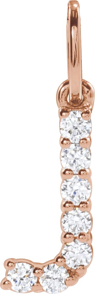 14K Gold Round Lab-Grown Diamond Accented Initial Necklace – up to 1/8 CTW - Rose Gold