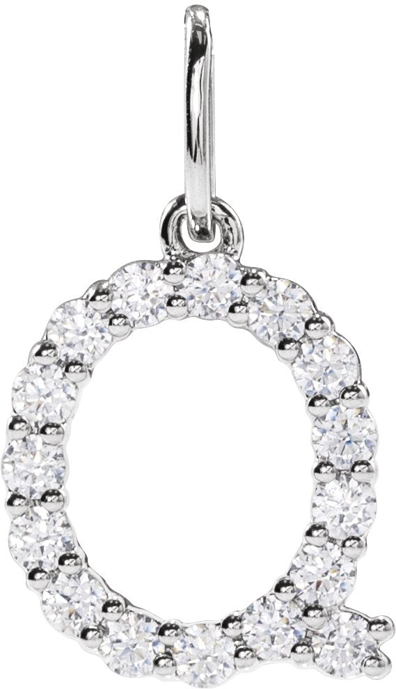 14K Gold Round Lab-Grown Diamond Accented Initial Necklace – up to 1/8 CTW - White Gold