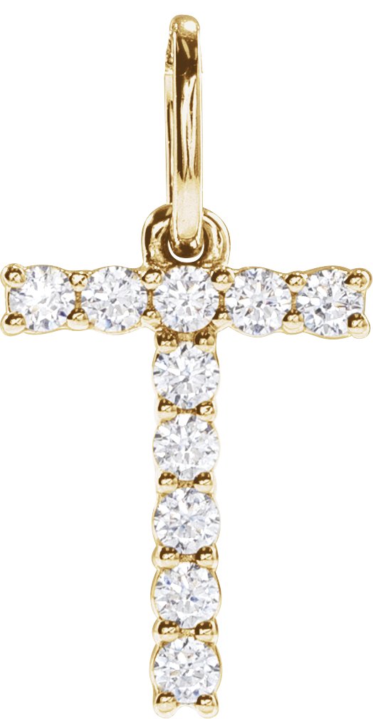 14K Gold Round Lab-Grown Diamond Accented Initial Necklace – up to 1/8 CTW - Yellow Gold
