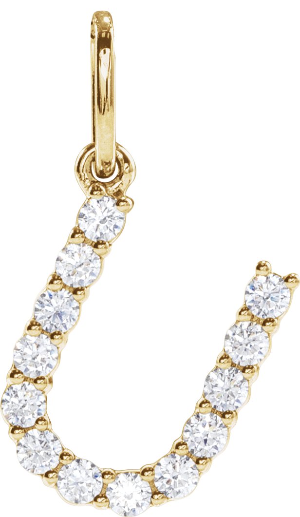14K Gold Round Lab-Grown Diamond Accented Initial Necklace – up to 1/8 CTW - Yellow Gold