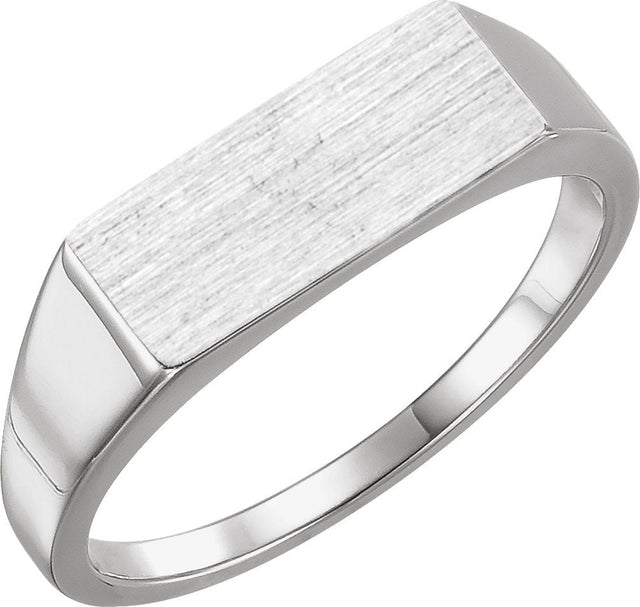 Men's Platinum Rectangle Signet Ring