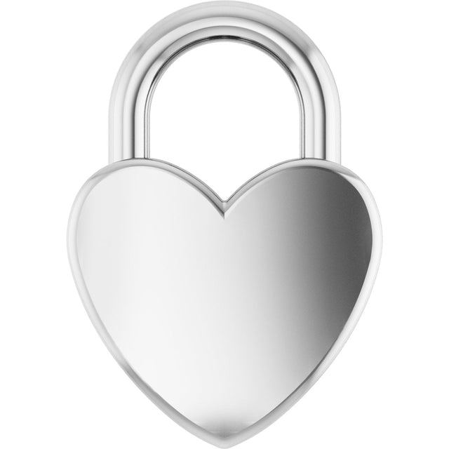 Platinum Engravable Heart Lock Necklace or Pendant