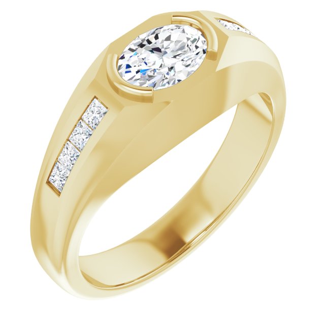 14K Gold Lab-Grown Diamond Beveled-Edge Bezel-Set Band - Yellow Gold