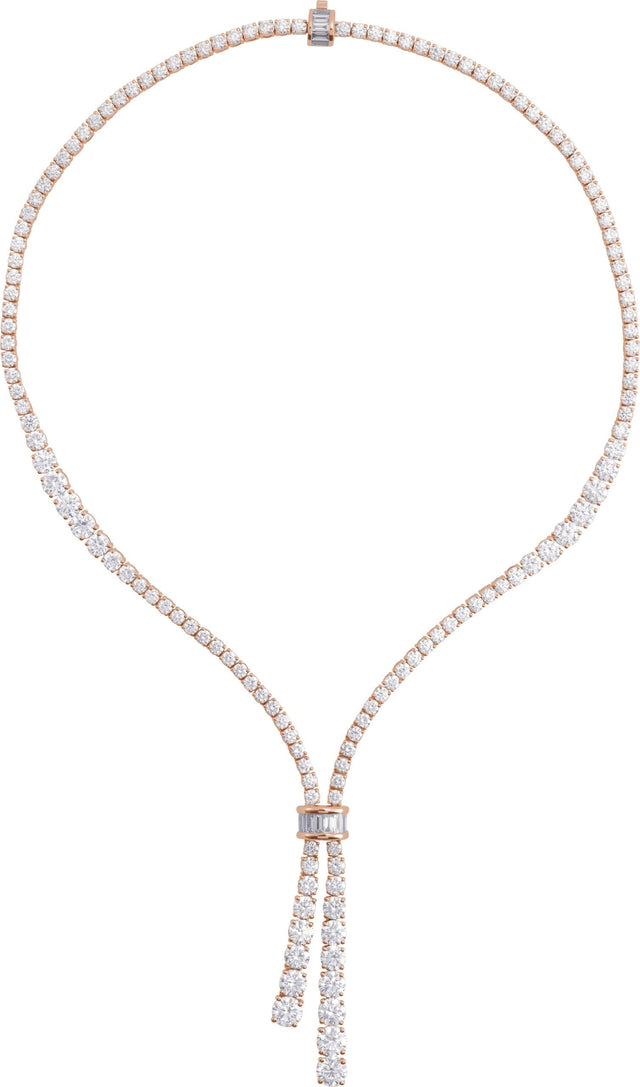 14K Gold Lab-Grown Diamond Line Necklace - Rose Gold