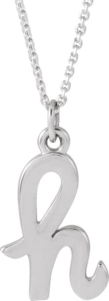 14K Gold Initial H Petite Necklace or Pendant - White Gold