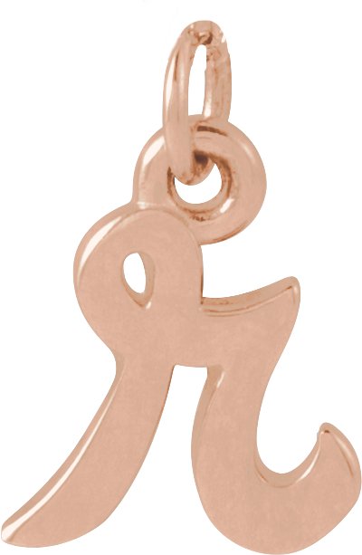 14K Gold Initial R Petite Necklace or Pendant - Rose Gold