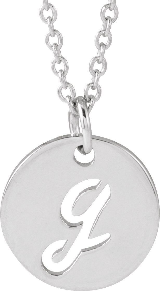 Platinum Initial G Script Necklace or Pendant