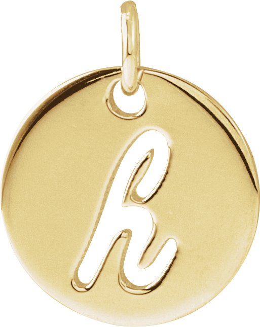 14K Gold Initial H Script Necklace or Pendant - Yellow Gold