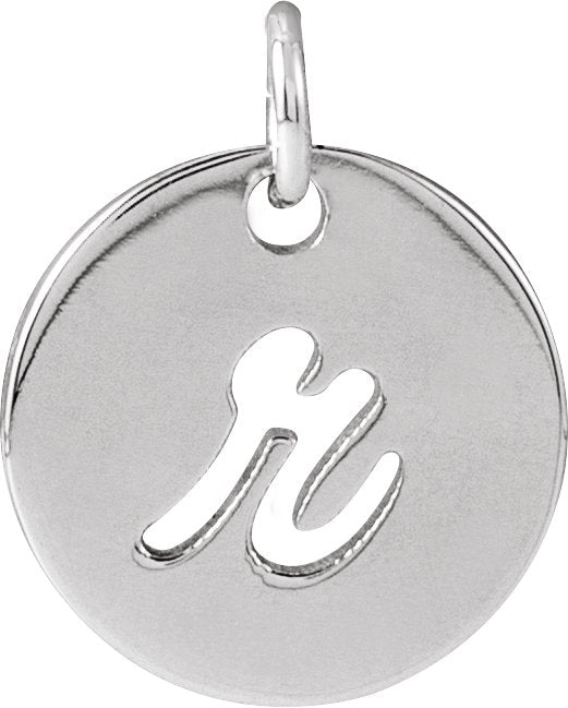 Platinum Initial R Script Necklace or Pendant