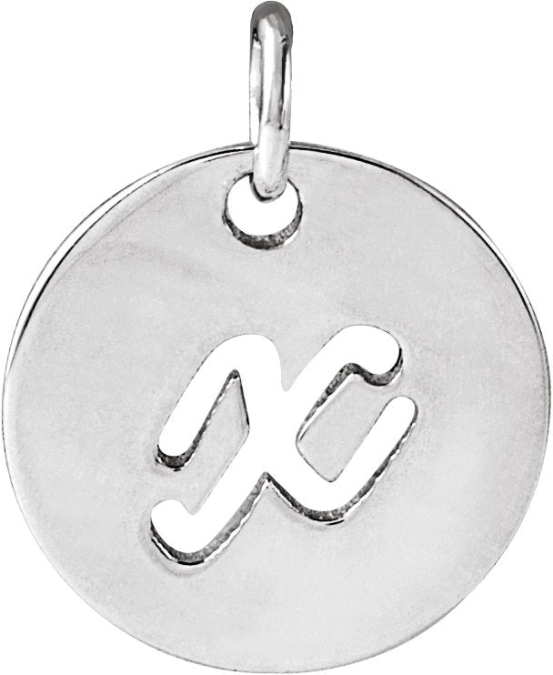 Platinum Initial X Script Necklace or Pendant