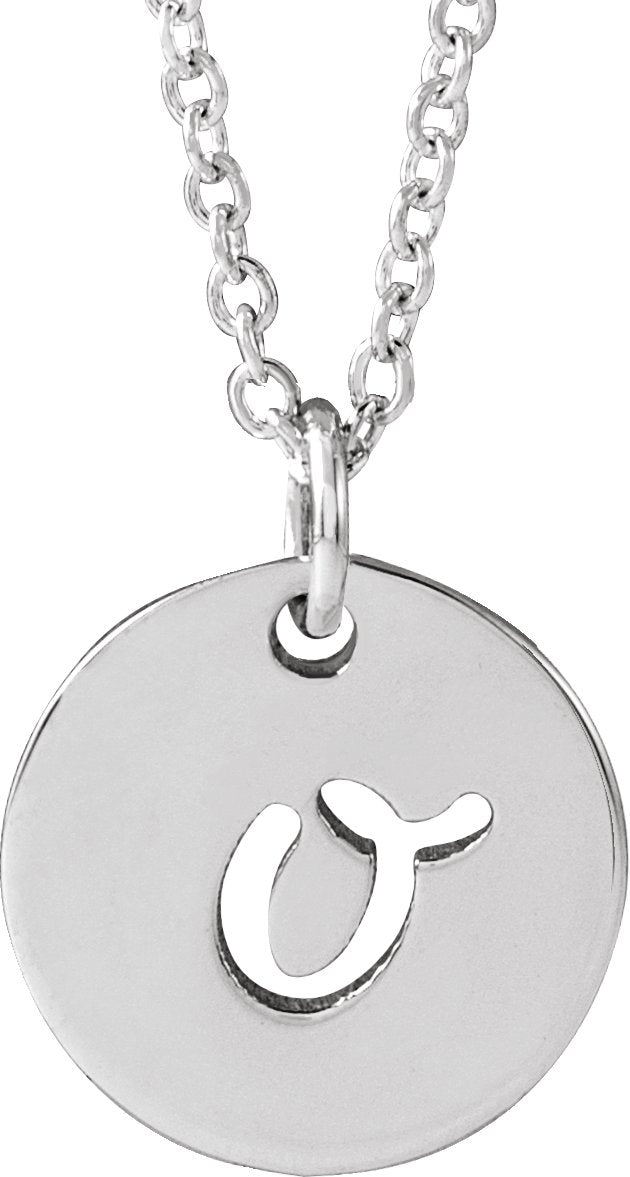 Platinum Initial O Script Necklace or Pendant