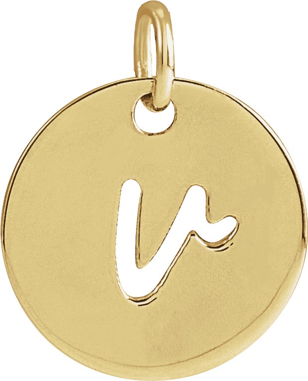 14K Gold Initial V Script Necklace or Pendant - Yellow Gold