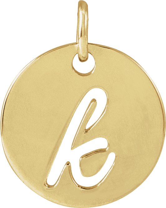 14K Gold Initial K Script Necklace or Pendant - Yellow Gold