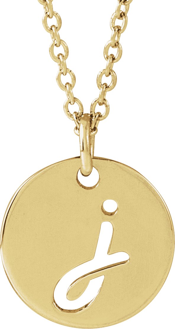 14K Gold Initial J Script Necklace or Pendant - Yellow Gold