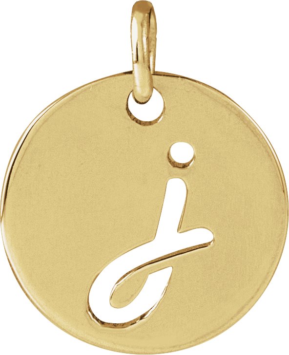 14K Gold Initial J Script Necklace or Pendant - Yellow Gold