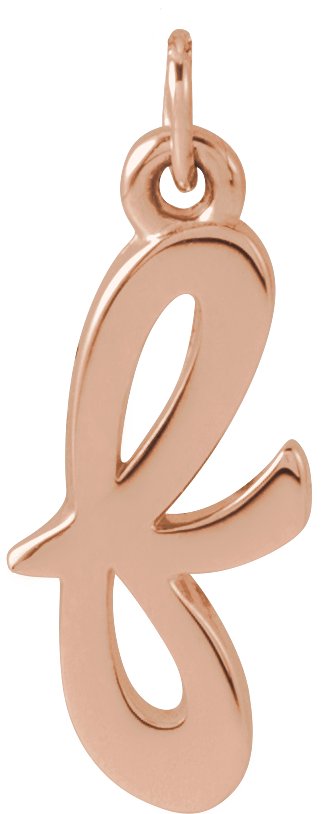 14K Gold Initial F Petite Necklace or Pendant - Rose Gold