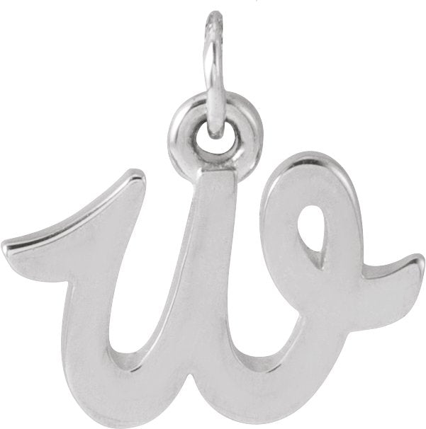 Platinum Initial W Petite Necklace or Pendant