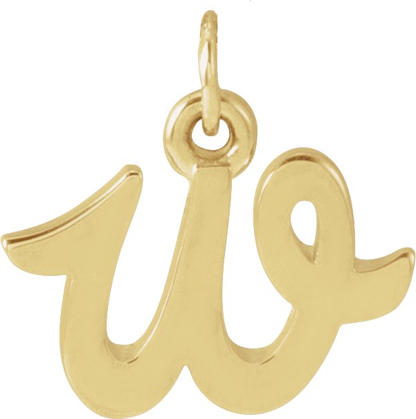 14K Gold Initial W Petite Necklace or Pendant - Yellow Gold