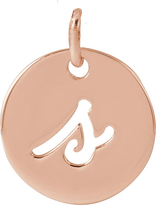 14K Gold Initial S Script Necklace or Pendant - Rose Gold