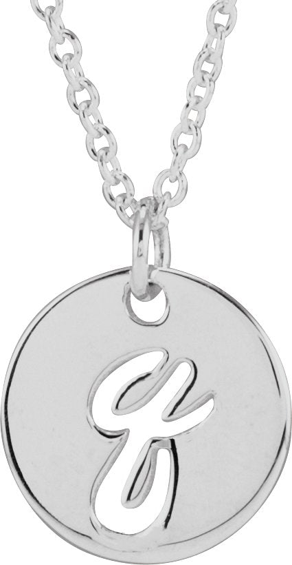 14K Gold Initial Q Script Necklace or Pendant - White Gold
