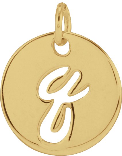 14K Gold Initial Q Script Necklace or Pendant - Yellow Gold
