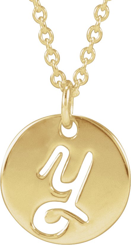 14K Gold Initial Y Script Necklace or Pendant - Yellow Gold