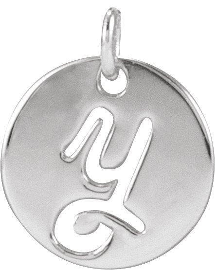 14K Gold Initial Y Script Necklace or Pendant - White Gold