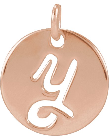 14K Gold Initial Y Script Necklace or Pendant - Rose Gold