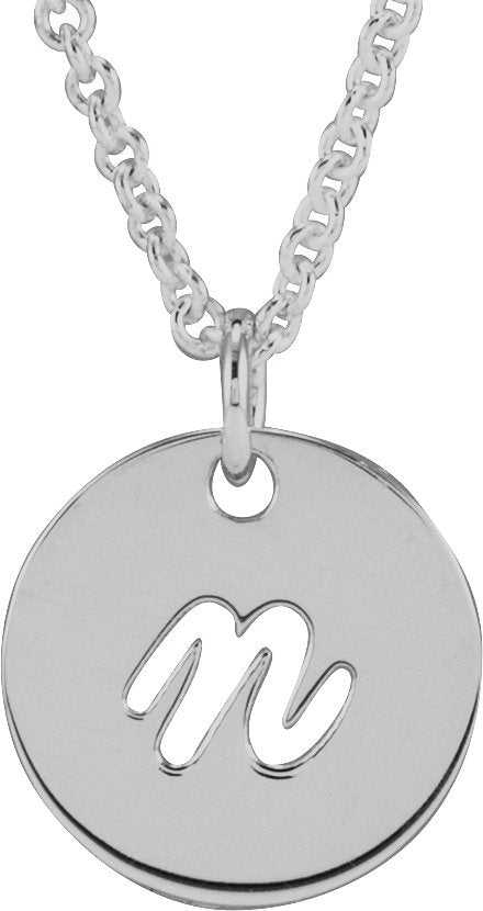 14K Gold Script Initial Necklace or Pendant - White Gold