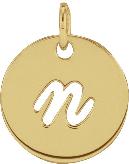 14K Gold Script Initial Necklace or Pendant - Yellow Gold